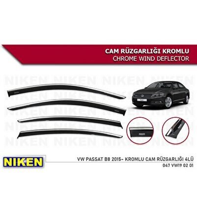 Vw Passat B8 2015-2021 Kromlu Cam Rüzgarlığı 4 Lü