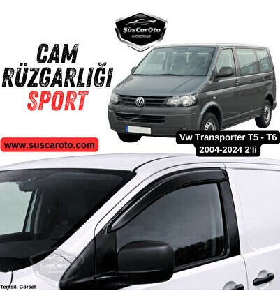 Vw Transporter T5-T6 2004-2024 Uyumlu Mugen Cam Rüzgarlığı Seti Piano Black 2'li İthal Parlak Siyah