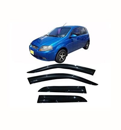 Chevrolet Aveo Hb 2008 Model Cam Rüzgarlığı 4 Parça Şık Tasarım Parlak Siyah