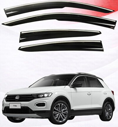VOLKSWAGEN T-ROC 2022+ ARACA ÖZEL KROM ŞERİTLİ CAM RÜZGARLIĞI A+ (PİANOBLACK)