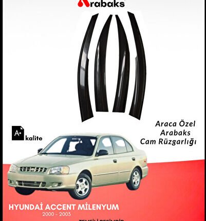 Hyundai Accent Milenyum 2000-2003 Cam Rüzgarlığı 4'lü Takım (MUGEN TİP, DAYANIKLI MALZEME, KOLAY MON