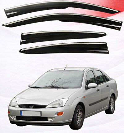 FORD FOCUS 1 SEDAN ARACA ÖZEL KROM ŞERİTLİ CAM RÜZGARLIĞI A+ (PİANOBLACK)