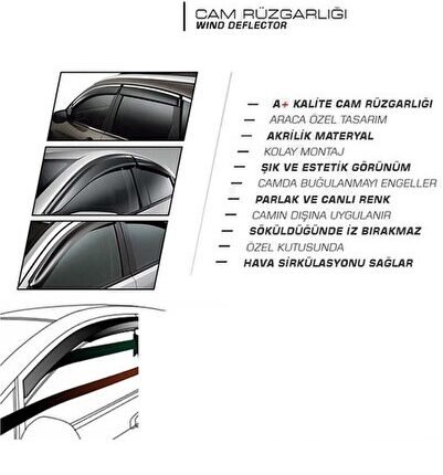 Fiat Egea Marka Cam Rüzgarlığı Mugen 4'lü