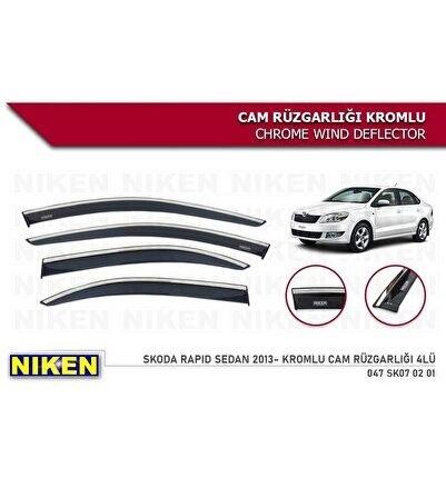 Skoda Rapid sedan Kromlu Cam Rüzgarlığı Niken 2012+