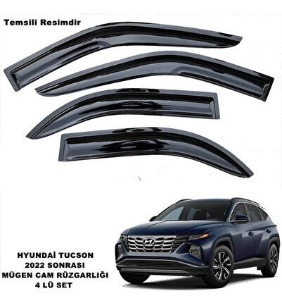 Hyundai Tucson Mügen Cam Rüzgarlığı 2022 Sonrası Kasalara Uyumlu 4 Lü Set Cam Rüzgarlığı -