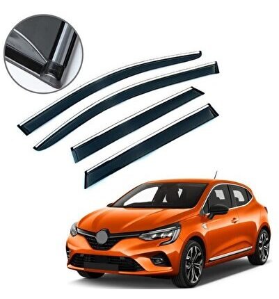 Renault Clio 5 Hb Krom Çıtalı Cam Rüzgarlığı 2020- Uyumlu