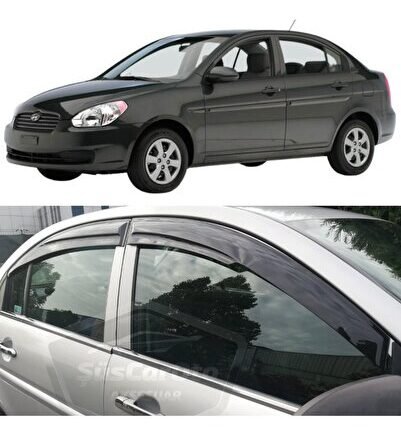Hyundai Accent Era 2006-2012 Uyumlu Mugen Cam Rüzgarlığı Seti Piano Black 4'lü Ithal