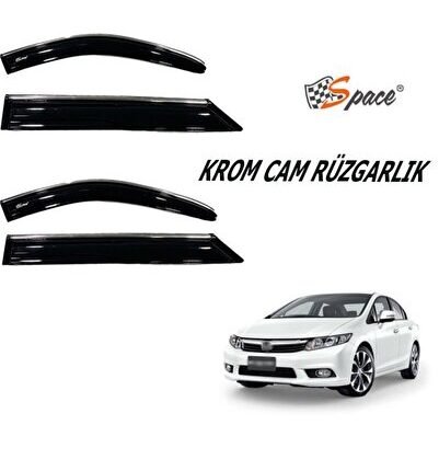Honda Civic Krom cam rüzgarlığı 1.2mm 2012-2015 4lü / CARU429
