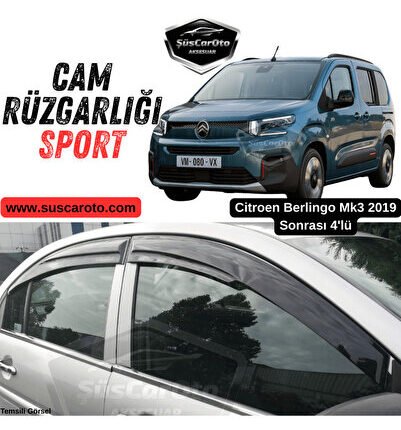 Citroen Berlingo Mk3 2019 Sonrası Uyumlu Mugen Cam Rüzgarlığı Seti Piano Black 4'lü İthal Parlak Si