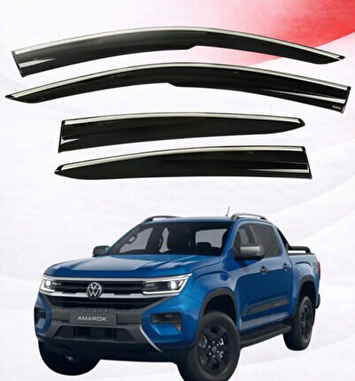 VOLKSWAGEN AMAROK 2023+ ARACA ÖZEL KROM ŞERİTLİ CAM RÜZGARLIĞI A+ PİANOBLACK