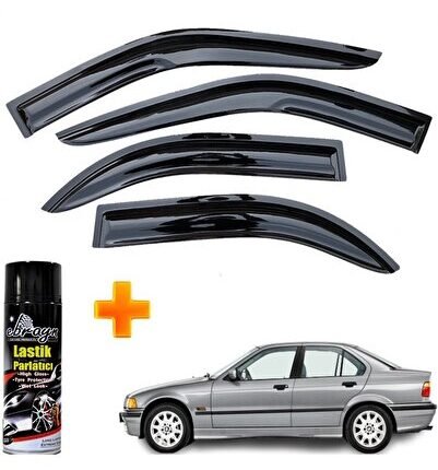 Bmw E36 Mügen Cam Rüzgarlığı Sedan 1991-1998 Arası 4 Lü Takım +500ml Lastik Parlatıcı