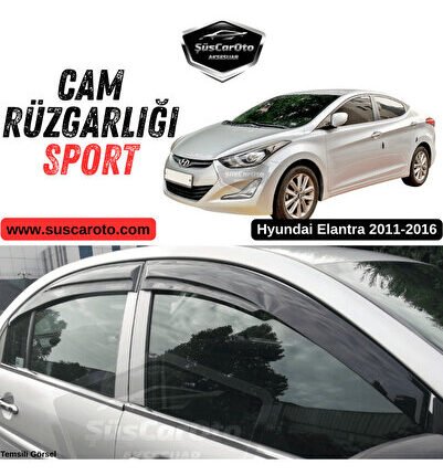 Hyundai Elantra 2011-2016 Uyumlu Mugen Cam Rüzgarlığı Seti Piano Black 4'lü İthal Parlak Siyah