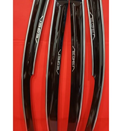 Egea sedan ve cross için çift kromlu yazılı montaj resimli cam rüzgarlığı 4 lü