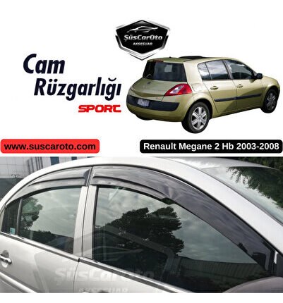 Renault Megane 2 Hb 2003-2008 Uyumlu Mugen Cam Rüzgarlığı Seti Piano Black 4'lü İthal
