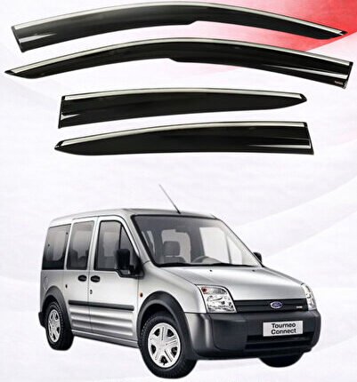 FORD CONNECT 2003-2014 ARACA ÖZEL KROM ŞERİTLİ CAM RÜZGARLIĞI A+ (PİANOBLACK)