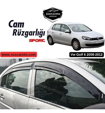 Vw Golf 6 2008-2012 Uyumlu Mugen Cam Rüzgarlığı Seti Piano Black 4'lü İthal