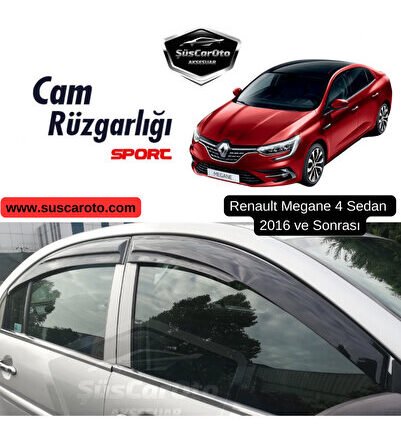 Renault Megane 4 Sedan 2016 ve Sonrası Uyumlu Mugen Cam Rüzgarlığı Seti Piano Black 4'lü İthal