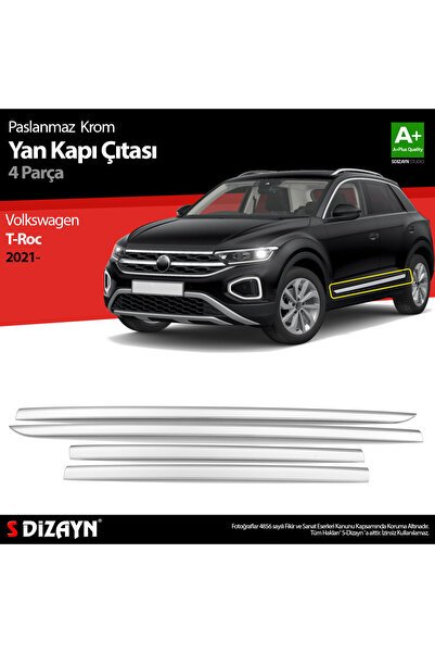 1_org_zoom-6907.jpg S-Dizayn VW T-Roc Makyajlı Krom Yan Kapı Çıtası 4 Prç. 2021 Üzeri 7636140 - Görsel 1