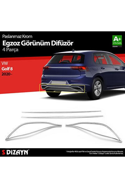 1_org_zoom-6947.jpg S-Dizayn VW Golf 8 Krom Egzoz Görünümü Difüzör 4 Prç. 2020 Üzeri A+ Kalite 7652910 - Görsel 1