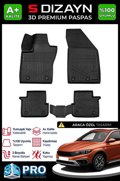 1_org_zoom-6960.jpg S-Dizayn Fiat Egea Cross 3D Pro Havuzlu Paspas 2020 Üzeri A+ Kalite 3DS-SDZ089 - Görsel 1