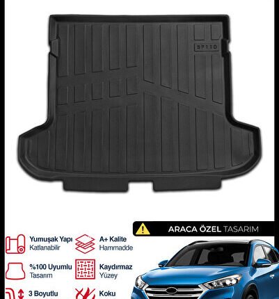 S-Dizayn Hyundai Tucson 3D Pro Bagaj Havuzu 2015-2021 A+ Kalite 3BH-SDZ091