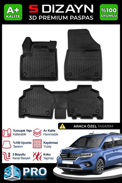 1_org_zoom-7027.jpg S-Dizayn Renault Kangoo 3D Pro Havuzlu Paspas 2024 Üzeri A+ Kalite 3DS-SDZ166 - Görsel 1