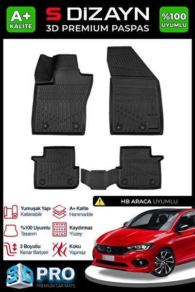 1_org_zoom-7049.jpg S-Dizayn Fiat Egea HB 3D Pro Havuzlu Paspas 2015 Üzeri A+ Kalite 3DS-SDZ243 - Görsel 1