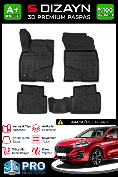 1_org_zoom-7065.jpg S-Dizayn Ford Kuga 3D Pro Havuzlu Paspas 2019 Üzeri A+ Kalite 3DS-SDZ115 - Görsel 1