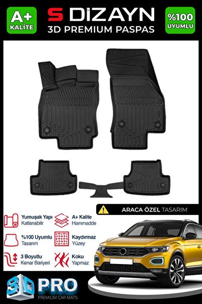 1_org_zoom-7067.jpg S-Dizayn VW T-Roc 3D Pro Havuzlu Paspas 2019 Üzeri A+ Kalite 3DS-SDZ060 - Görsel 1