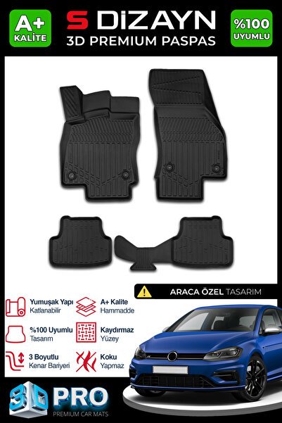 1_org_zoom-7088.jpg Volkswagen Golf 7 3d Pro Havuzlu Paspas 2012-2020 Uyumlu - Görsel 1