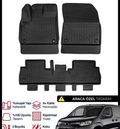 S-Dizayn Toyota Proace City 3D Pro Havuzlu Paspas 2018 Üzeri A+ Kalite 3DS-SDZ018
