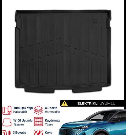 S-Dizayn Peugeot 3008 Elektrikli 3D Pro Bagaj Havuzu 2024 Üzeri A+ Kalite 3BH-SDZ210