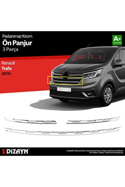 1_org_zoom-7316.jpg S-Dizayn Renault Trafic Krom Ön Panjur 3 Prç. 2019 Üzeri 7026180 - Görsel 1