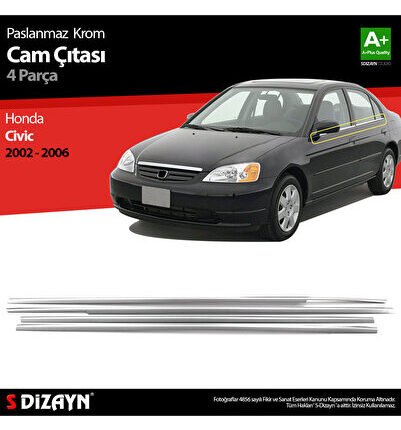 S-Dizayn Honda Civic Krom Cam Çıtası 4 Prç 2002-2006 6117060