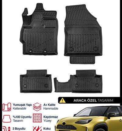 S-Dizayn Toyota Yaris Cross 3D Pro Havuzlu Paspas 2022 Üzeri A+ Kalite 3DS-SDZ148