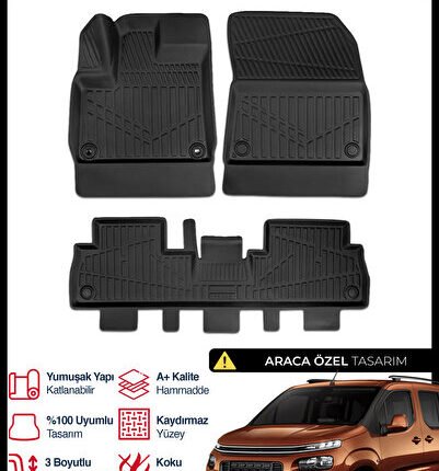 S-Dizayn Citroen Berlingo 3D Pro Havuzlu Paspas 2018 Üzeri A+ Kalite 3DS-SDZ016