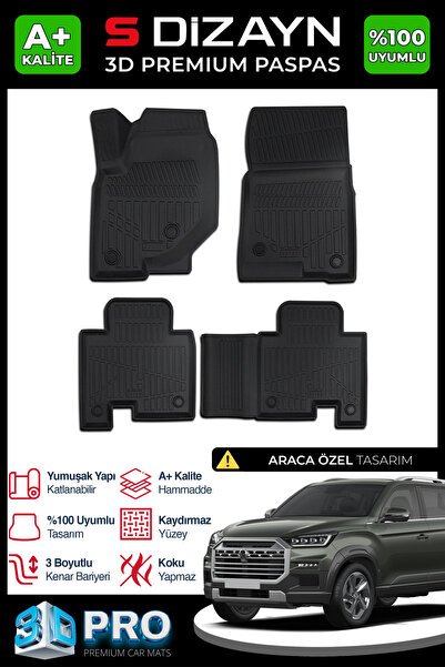 1_org_zoom-7472.jpg S-Dizayn Ssangyong Musso 3D Pro Havuzlu Paspas 2018 Üzeri A+ Kalite 3DS-SDZ325 - Görsel 1