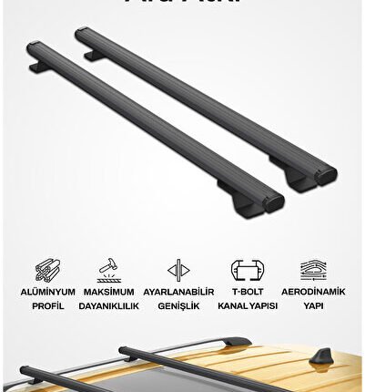 S-Dizayn VW Tiguan S-Bar Cargo V1 Ara Atkı Tavan Taşıyıcı Barı Siyah 130 Cm 2024 Üzeri A+ Kalite CRG