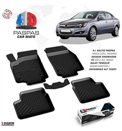 S-Dizayn Opel Astra H SD 4D Havuzlu Paspas 2004 ve Üzeri A+Kalite