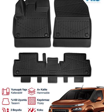 S-Dizayn Citroen Berlingo 3D Pro Havuzlu Paspas 2018 Üzeri A+ Kalite