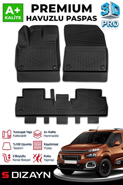 1_org_zoom-7880.jpg S-Dizayn Citroen Berlingo 3D Pro Havuzlu Paspas 2018 Üzeri A+ Kalite - Görsel 1