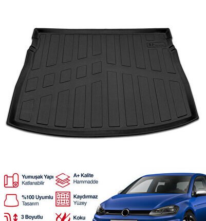 S-Dizayn VW Golf 7 3D Pro Bagaj Havuzu Üst Bagaj 2012-2020 A+ Kalite