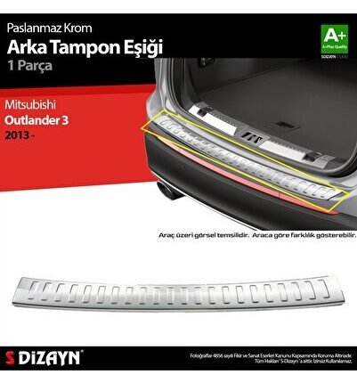 S-Dizayn Mitsubishi Outlander 3 Krom Arka Tampon Eşiği 2013-2019