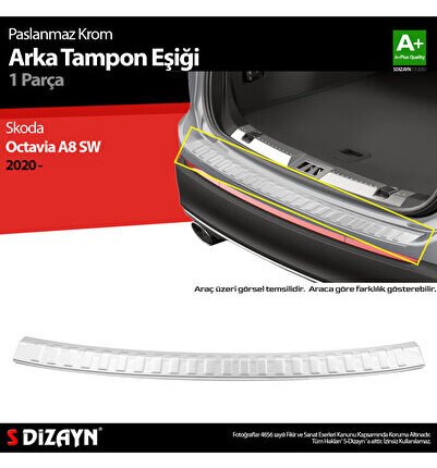 S-Dizayn Skoda Octavia 4 A8 SW Krom Arka Tampon Eşiği 2020 Üzeri 7216020