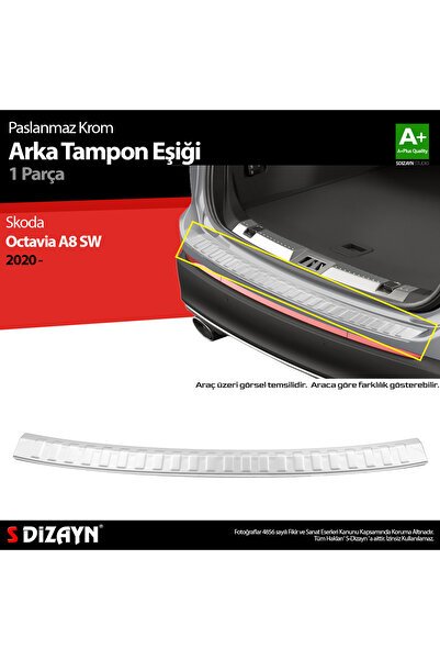 1_org_zoom-8070.jpg S-Dizayn Skoda Octavia 4 A8 SW Krom Arka Tampon Eşiği 2020 Üzeri 7216020 - Görsel 1