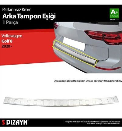 S-Dizayn VW Golf 8 SW Krom Arka Tampon Eşiği 2020-2024