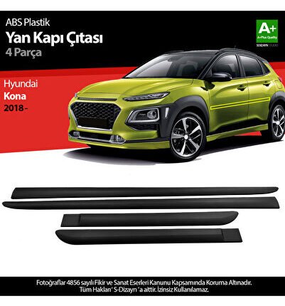 S-Dizayn Hyundai Kona ABS Plastik Yan Kapı Koruma Çıtası 2018-2023 A+ Kalite PLY-6299