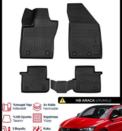 S-Dizayn Fiat Egea HB 3D Pro Havuzlu Paspas 2015 Üzeri A+ Kalite 3DS-SDZ243