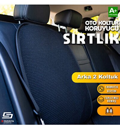 Oto Arka Koltuk Sırt Koruyucu Kılıf Siyah Universal 2 Parça A+ Kalite TOK-AKS-SY