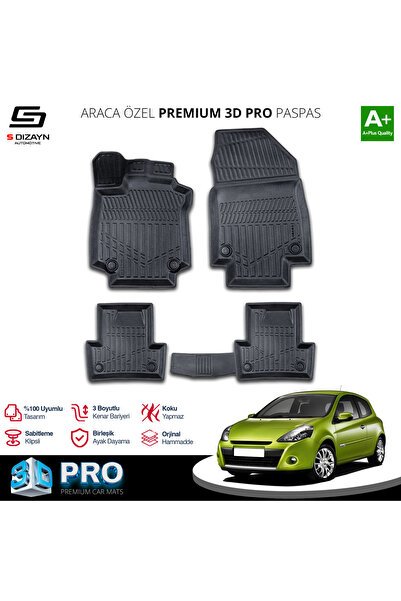 1_org_zoom-8388.jpg S-Dizayn Renault Clio 3 3D Pro Havuzlu Paspas 2005-2012 A+ Kalite - Görsel 1